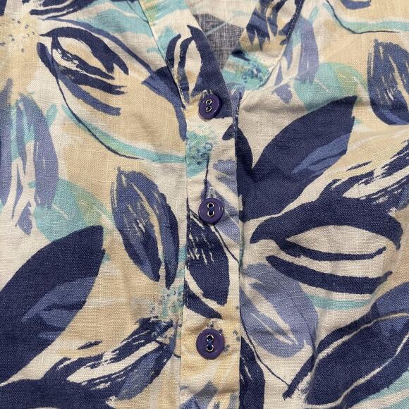 JM Collection Top 3/4 Sleeve Floral Linen Coastal Tropical Resort Button Up 22W - Picture 4 of 8
